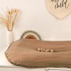 Hooyax Muslin Baby Lounger Cover 2 Pack, Soft and Breathable Newborn Lounger, Adorable Slipcover for Boys & Girls (Brown, Wheat)