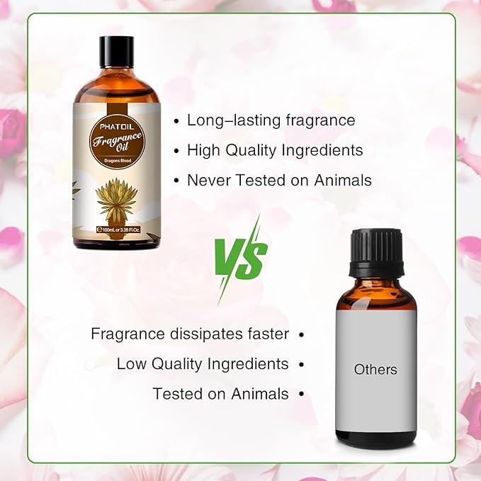 PHATOIL 3.38FL.OZ Dragons Blood Fragrance Oils for Aromatherapy, Essential Oils for Diffusers for Home, Perfect for Diffuser, DIY Candle and Soap Making, DIY Scented Products - 100ml