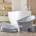 Shnuggle Newborn Baby Bath | Built in Support Bump and Soft Backrest | Suitable from Newborn | Bath Seat Support Includes Plug | Pebble Grey