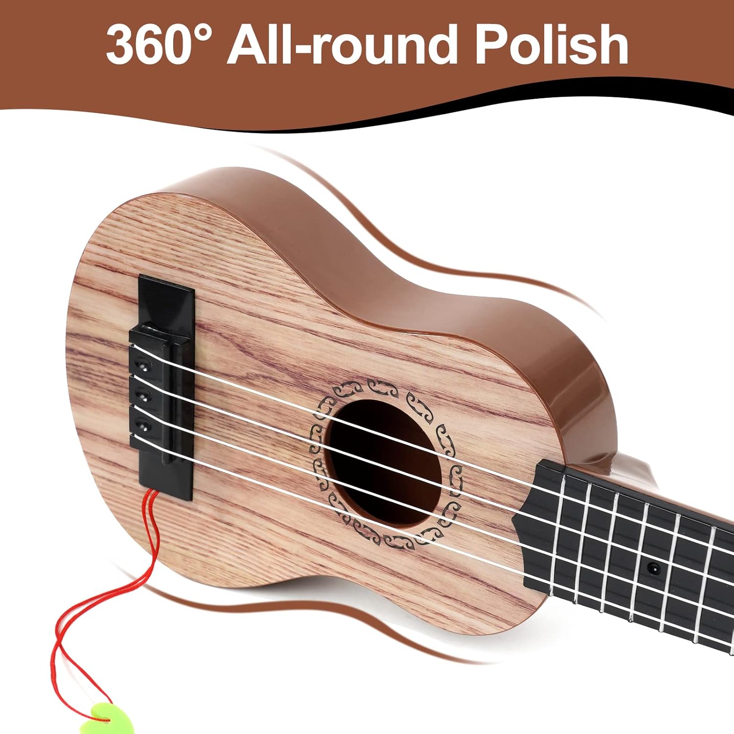 Raimy 17in Kids Ukulele Guitar - 4 Strings Mini Guitar Children Musical Instruments Educational Toys with Picks for Toddler Kids Boys Girls Beginner (Koa Color)