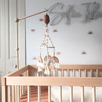 Crib Mobile Motor with Music Box, Baby Mobile for Crib with 12 Classic Lullabies & Rotating Function, Wooden Design Crib Mobile with Music