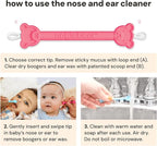 oogiebear: BearPair Baby Nose Cleaner & Ear Wax Removal Tool with Nasal Aspirator - Safe Booger & Earwax Removal for Newborns, Infants, Toddlers - Essential Baby Stuff, Diaper Bag Must-Have - Pink