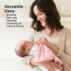 Organic Burp Cloths Baby Boy, Girl - 6-Pack Large Cotton Burping Cloths for Babies, Spit Up Rags, Super Absorbent, Ultra Soft Newborn Rag, Gender Neutral, Machine Washable, Durable (Blush)