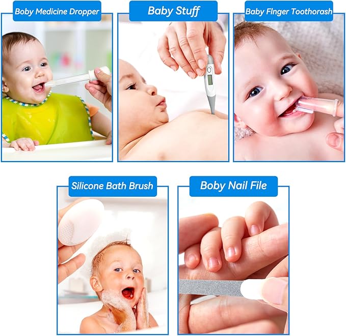 Baby Healthcare and Grooming Kit, Portable Baby Safety Care Set, Baby Essentials kit for Newborn (Grey White 20 in 1)