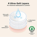 Organic Nursing Pads - 14 Washable Viscose Derived from Bamboo Breastfeeding Pads, Wash Bag, Reusable Breast Pads for Breastfeeding, Nipple Pads for Breastfeeding Essentials(Pink Sand, L 4.8")