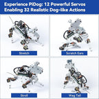 SunFounder PiDog AI Robot Dog Kit for Raspberry Pi 5/4/3B+/3B/Zero 2W, ChatGPT-4o Enabled with Voice Command & Video Recognition, App Control, FPV, 12 Servos, Gyroscope, Camera, Mic (RPI NOT Included)