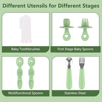 13 Pack Silicone Baby Feeding Set, BPA-Free Toddler Feeding Supplies, Include Suction Plates, Baby Bowls, Silicone Fork & Spoon, and More, First Stage Baby Dish Set - 6+ Months