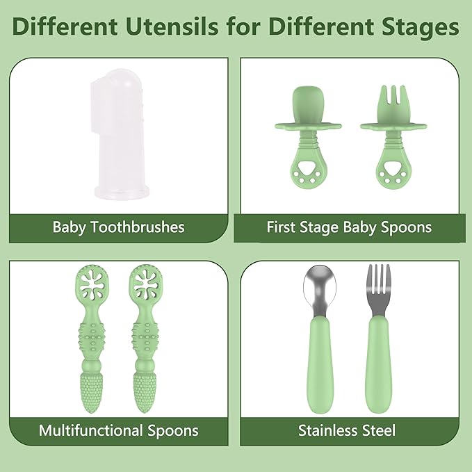 13 Pack Silicone Baby Feeding Set, BPA-Free Toddler Feeding Supplies, Include Suction Plates, Baby Bowls, Silicone Fork & Spoon, and More, First Stage Baby Dish Set - 6+ Months