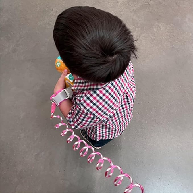 Accmor Anti Lost Wrist Link with Induction Lock, Upgraded Toddler Leash, Reflective Kids Wrist Leash for Baby, Child Walking Wristband Leashes with Magnetic Unlock Design for Girls, Rose (6.5ft)