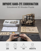 ROKR 3D Wooden Puzzles for Adults Marble Run Model Building Kit(LGA01 Marble Night City)