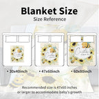 Personalized Newborn Blanket – Soft Flannel Receiving Swaddle with Double-Layer Dotted Backing – Bee and Yellow Flower Design