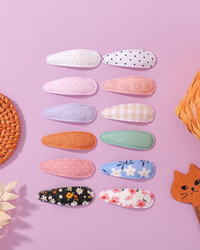 doboi 40Pcs Toddler Hair Clips Hair Barrettes Baby Girl Bows Floral Print Non Slip Snap Hairpins Flower Accessories for Baby Toddler Girls Kids