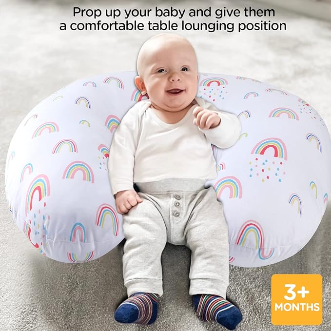 Plushii Nursing Pillow, Breathable Nursing Pillows for Breastfeeding, Breast Feeding Pillows for Mom, Breastfeeding Pillows for Bottle Feeding, Tummy Time, Sitting Support - Rainbow World