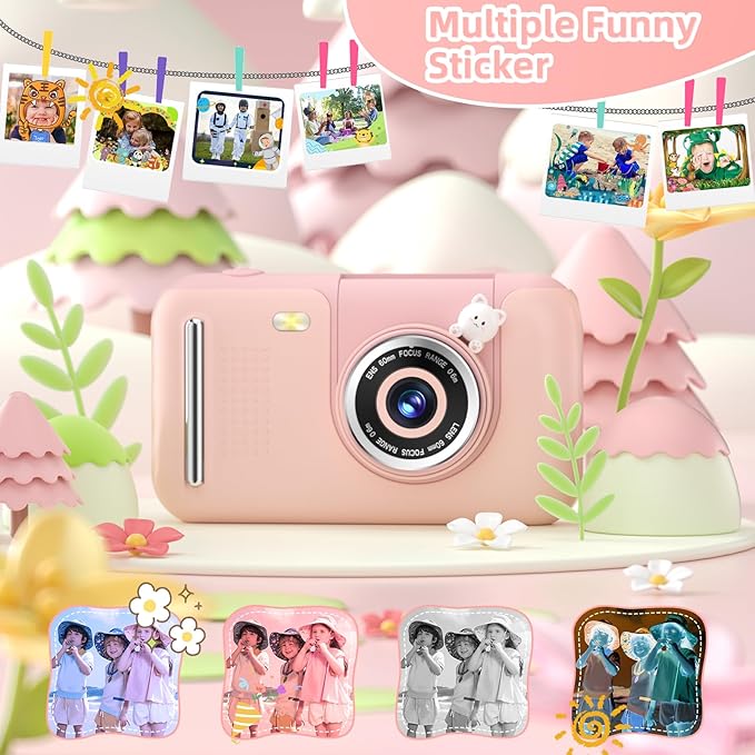 Kids Camera Girls for 3 4 5 6 7 8 9 Years Old Girls,1080P HD Video Selfie Camera with 32G SD Card Kids Digital Camera Toys for Toddler Birthday Gifts Pink