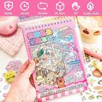 20 Sets DIY 3D Sticker Scenes for Adults with Tweezer, Kawaii 3D House Miniature Sticker Therapy, Make Your Own Mini Room Scene Collection Book for Adult Kids Relief Stress Pass The Time