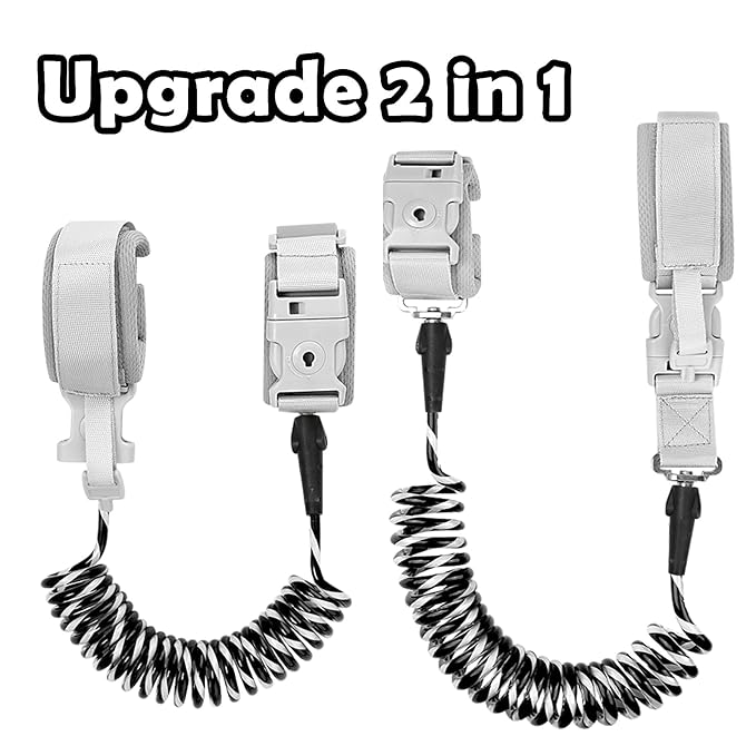 Accmor 2 in 1 Toddler Leash with Magnetic Lock, Kids Anti Lost Wrist Link 2 Packs Keep Twins Close, Reflective Child Walking Harnesses for Baby Boys Girls for Outdoor