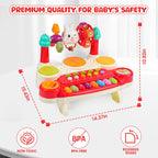 Baby Educational Musical Toys for 18-24 Months Toddlers 2 3 4 5 6 Years Old Boys Girls, Interactive Early Learning Toy for Kids Piano Drum Set Montessori Toys Christmas Birthday Gifts Red