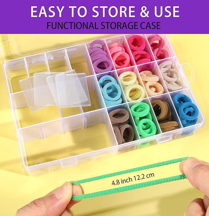 YGDZ 280 PCS Cotton 24 Colors Hair Ties Set with Organizer Box - Seamless Soft Mini Elastics Ponytail Holders and Hair Accessories for Toddlers, Girls, Kids