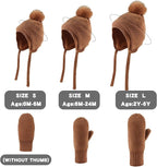 Basic Winter Baby Beanie Gloves Boys Girls Knitted Hat Pompom Kids Earflap Hats Warm Infant Toddler Beanie Mittens Set