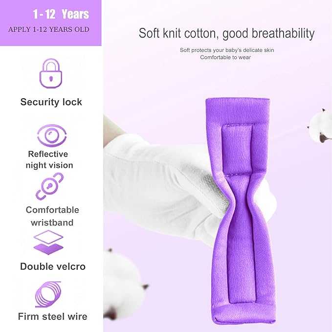 Toddler Harness Walking Leash- Child Anti Lost Wrist Link - Child Safety Harness - Upgrade with Reflective(6.5ft) - for Boys and Girls,Not Easy to Open Without Key (Purple)