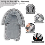 Infant Car Seat Insert, HNHUAMING Baby Car Seat Head & Body Support with 2 Strap Pads, Ultra Soft Newborn Preemie Carseat Insert Cushion for Girls Boys, Fits Car Seat, Stroller, Swing, Bouncer, Gray