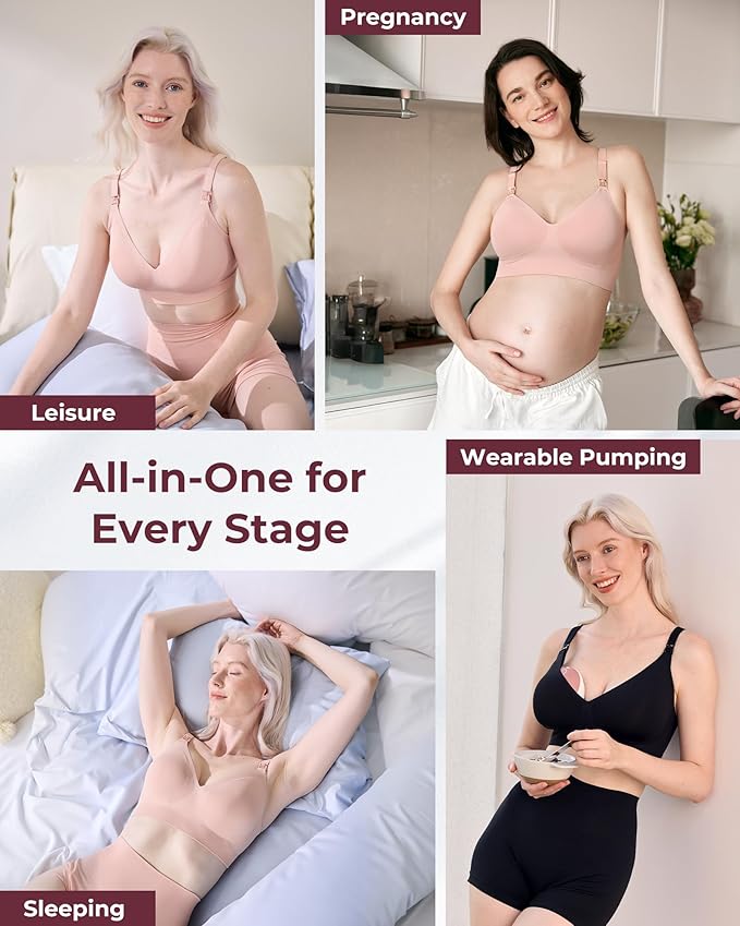 Momcozy CoolFit Nursing Bras for Breastfeeding, Ultra Stretch Seamless Jelly Strip Maternity Bra, Cooling Wireless