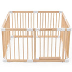 HARPPA Baby Gate Playpen Wooden Playpen for Babies and Toddlers Large Play Yards Baby Fence Play Area 45.66 x 45.66 x 24 inch