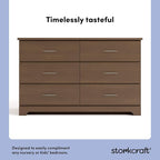 Stork Craft Brookside 6-Drawer Dresser (Hazelnut) – GREENGUARD Gold Certified, Wood Dresser for Bedroom, Kids & Nursery Storage Chest, Safety Interlocking Drawers, Pre-Installed Tracks, Kids Chest