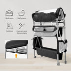 Sweeby Portable Baby Changing Table, Foldable Diaper Changing Station with Waterproof Pad, Mobile Nursery Organizer for Infant & Newborn Essentials, Black