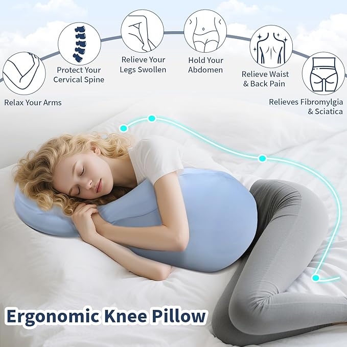 Body Pillows for Adults, Cooling Pregnancy Pillows, Memory Foam Full Body Support Pillows for Support for Belly, HIPS, Legs, Buttery Soft, Super Breathable for Hot Sleeper