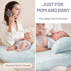 Breast Feeding Pillows for Mom, Soft Cover with Breathable Filling, Machine Washable, Cotton, Light Blue