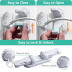 Door Lever Lock (3 Pack) Door Locks for Kids Safety, Baby Proofing Door Knob Child Proof Door Knob Covers, Child Safety Locks for Doors, with 3M Adhesive, for Doors, Windows, Bathtubs, Faucets (White)