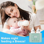 Baby Bottle Warmer 9-in-1 Multifuntion Breast Milk Warmer, Fast Baby Food Heater and Defrost Warmer with Timer for Twins, LCD Display Accurate Temperature Adjustment, 24H Constant Mode-Green