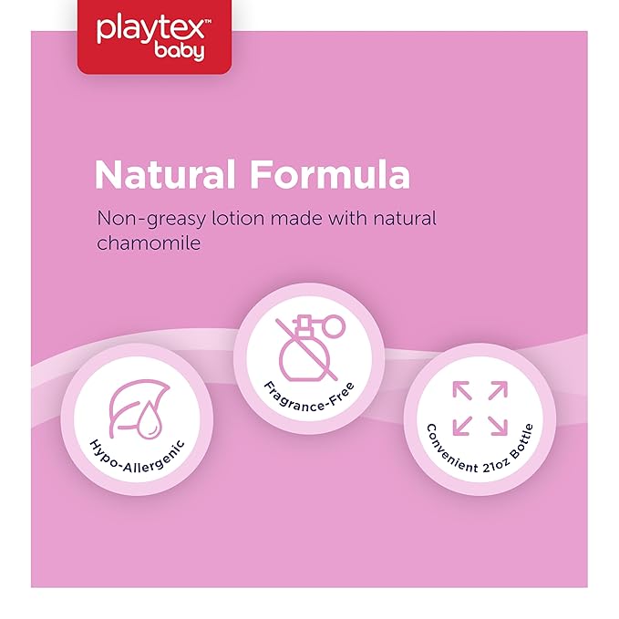 Playtex Baby Lotion, Lavender Chamomile, 21 oz. Bottle, 3-Pack, Gentle, Moisturizing Formula with a Calming and Relaxing Scent, Free of Dyes, Parabens and Phthalates