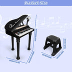 Love&Mini Piano Keyboard Toy for Kids - 31 Keys Toddlers Black Piano Toy with Microphone and Stool for Kids Age 3+ Years Old Girls Boys Birthday Gift