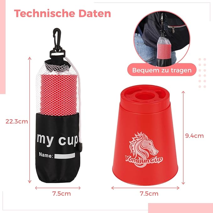 yeesport 24 Pcs Sport Stacking Cups, Sport Training Game for Challenge Competition, Plastic Stacking Cups, Classic Family Game for Kids and Adults, Blue+Red