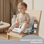 Baby Booster Seats, Toddler Booster Seat for Dining Table with Adjustable Straps, Portable Compact Portable Baby Chair for Dining and Travel (Grey)
