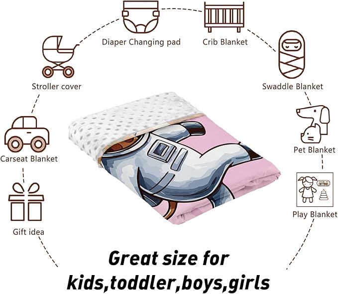 Personalized Baby Crib Bedding Set – Deer Astronaut Pattern Nursery Bedding Sets 3 Piece with Custom Name Blanket, Fitted Crib Sheet & Changing Pad Cover – Ideal Newborn Gift for Girls