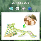 Pikler Triangle Set with Cushion 9 in 1, Climbing Toys for Toddlers Inside, Foldable Wooden Climbing Toys Indoor Jungle Gym Montessori Climbing Set for Toddler 1-3 in Home and Daycare