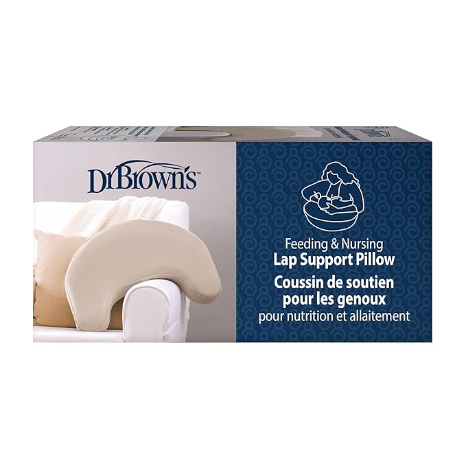Dr. Brown's Feeding and Nursing Lap Support Pillow with Cover, Premium Memory Foam, Responsive Firm Support, Light Gray