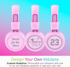 MEE audio KidJamz KJ55BT Personalized Bluetooth Wireless Safe Listening Headphones for Kids w/Custom LED-Backlit Design, Volume Limiter, Mic; Kids Headset for School/iPhone/iPad/Tablet (Pink)