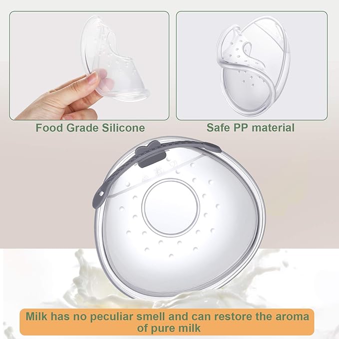 Lictin Breast Shell Breastmilk Collector for Breastfeeding-2 Pcs Silicone Breast Pad Nursing Cup Milk Saver for Nursing Moms Protect Sore Nipples Soft and Reusable with Box