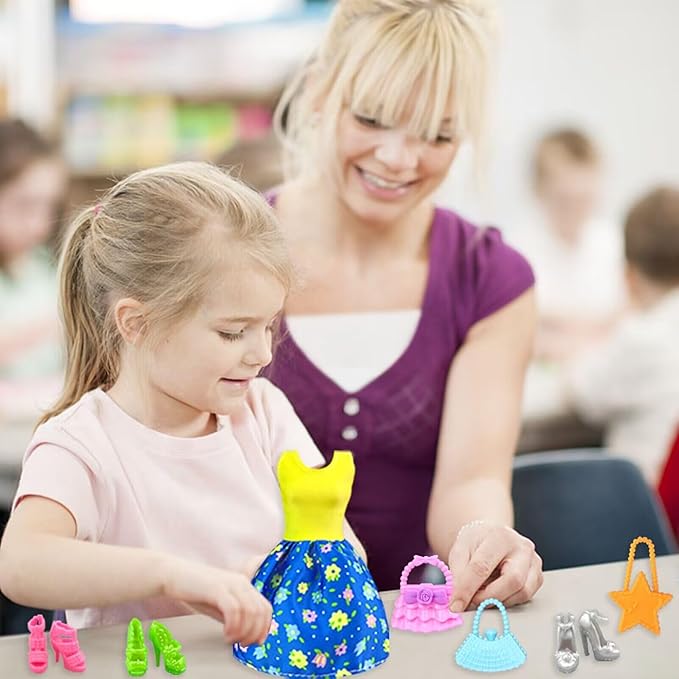 Doll Clothes and Accessories for 11.5 Inch Doll Dress Up Set with 1 Wedding Gown Dress 2 Fashion Dresses 4 Mini Dresses 2 Tops and Pants Outfits Swimsuits 10 Shoes 10 Bags Toys Gift for Girls