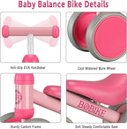 Baby Balance Bike Toys for 12-36 Months Kids Toy Boy and Girls Gifts Toddler Best First Birthday Gift Children Walker No Pedal Infant 4 Wheels Bicycle (Classic, Rose Red)