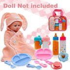 Baby Doll Accessories Magic Bottle Set - 13 Pieces Doll Feeding Pretend Playset with Disappearing Milk & Juice Bottles, Pacifiers Bowl and Bath Towel Doll Bottle Toys set Gift for Kids Girls Ages 3+