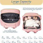 MOMUVO Diaper Bag Backpack, Quilted Baby Bag with Changing Pad & Stroller Straps & Pacifier Case, Large Travel Diaper Bags for Mom Dad, Pink