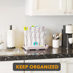 SpaceAid Baby Bottle Drying Rack with 20 Hooks, Space Saving Kitchen Bottles Rack Dryer, Vertical Baby Bottle Holder Organizer for Countertop Storage Accessories (White and Taupe)