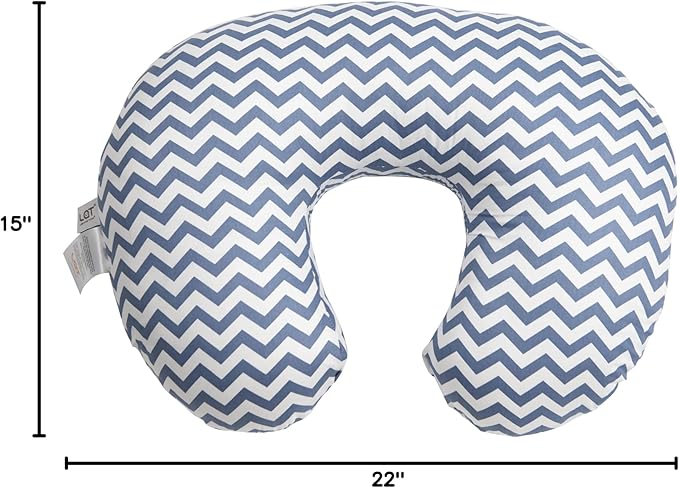 LAT Nursing Pillow for Breastfeeding,100% Cotton Removable Cover,Ergonomic Breast Feeding Pillows for Mom and Baby,Machine Washable(Blue Wave)