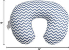 LAT Nursing Pillow for Breastfeeding,100% Cotton Removable Cover,Ergonomic Breast Feeding Pillows for Mom and Baby,Machine Washable(Blue Wave)