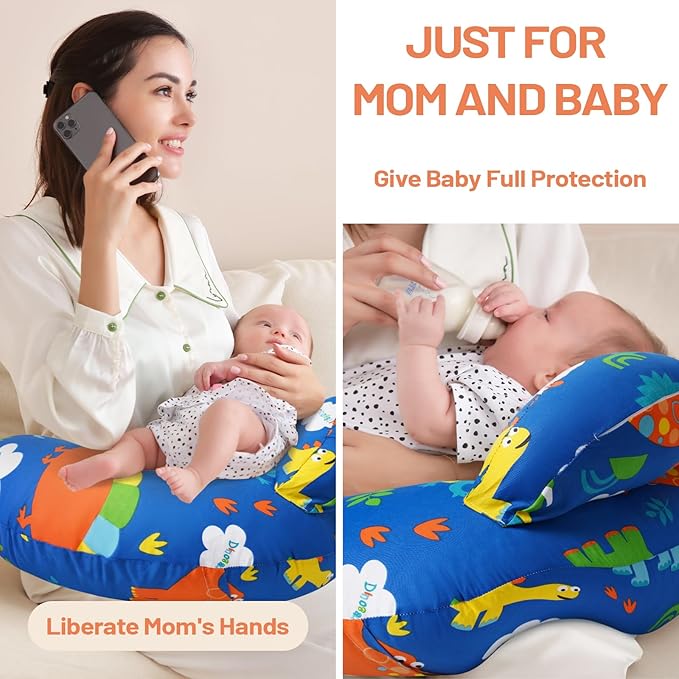 Nursing Pillow for Breastfeeding, Breastfeeding Pillows for More Support for Mom and Baby, Machine Washable, Navy Blue